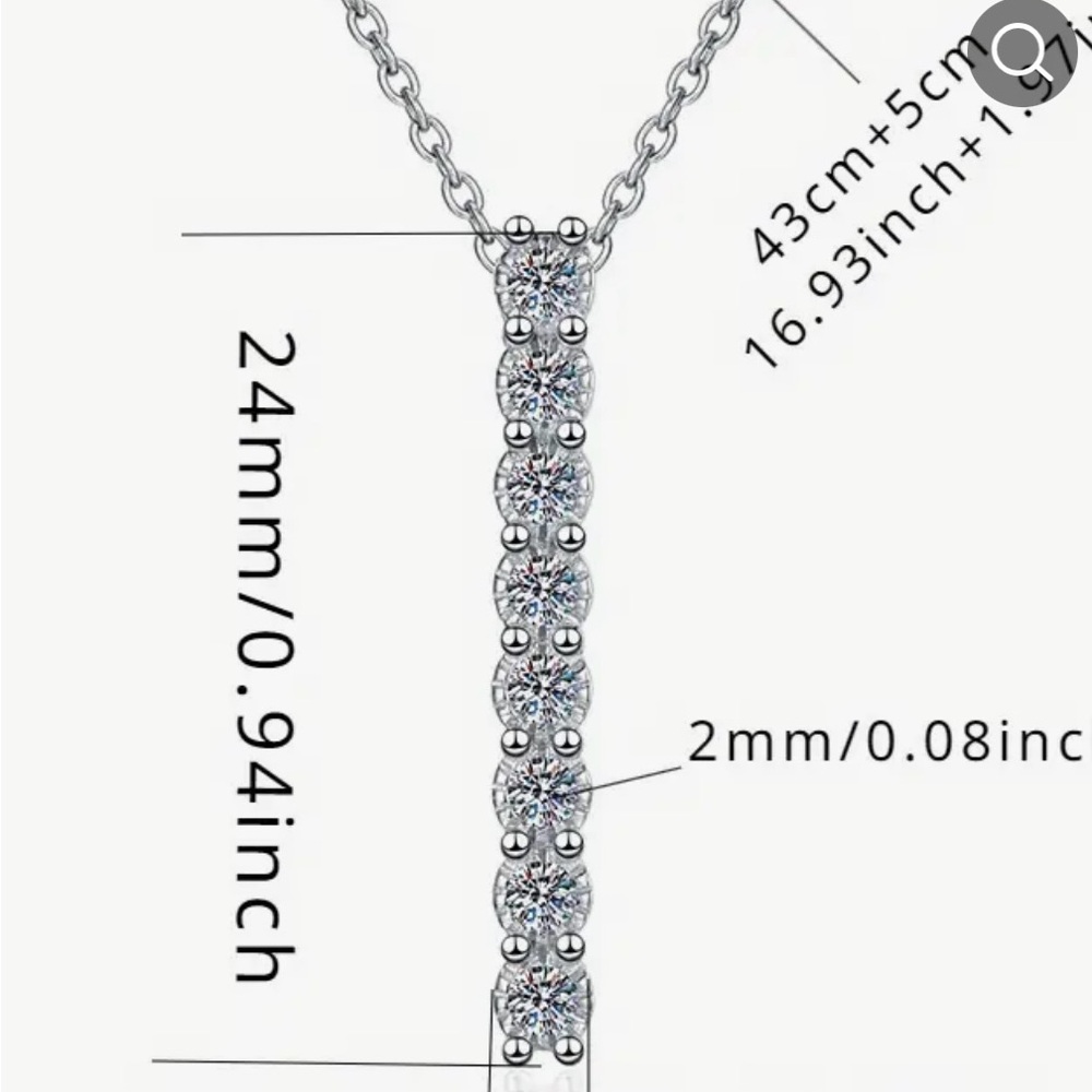 Sterling Moissanite necklace. NEW w/o tags